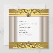 Invitation Gold On White 50th Birthday Party Bijoux Floral (Dos)