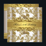 Invitation Gold On White 50th Birthday Party Bijoux Floral<br><div class="desc">Gold On White 50th Birthday Party Bijoux Floral</div>