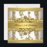 Invitation Gold On White 50th Birthday Party Bijoux Floral<br><div class="desc">Gold On White 50th Birthday Party Bijoux Floral</div>