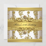 Invitation Gold On White 50th Birthday Party Bijoux Floral<br><div class="desc">Gold On White 50th Birthday Party Bijoux Floral</div>