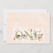 Invitation Gold One Floral Bois Animaux 1er Anniversaire (Dos)