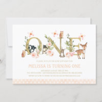 Gold One Floral Bois Animaux 1er Anniversaire