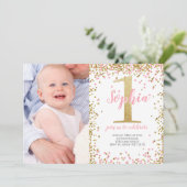 Invitation Gold One Parties scintillant Rose Girl photo premi (Debout devant)