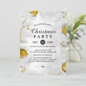 Invitation Gold Orament Silver White Christmas Party (Debout devant)