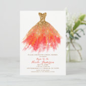 Invitation Gold Orange Parties scintillant Glam robe Fête des (Debout devant)