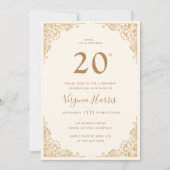 Invitation Gold Ornate Border Cream Vingt-vingtième anniversa (Devant)