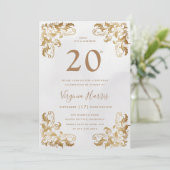 Invitation Gold Ornate Corner Cream Vingt-vingtième anniversa (Debout devant)
