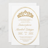 Invitation Gold ovale Quinceanera (Devant / Derrière)