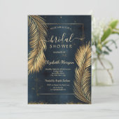 Invitation Gold Palm Feuille Beach Fête des mariées (Debout devant)