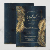 Invitation Gold Palm Feuille Beach Fête des mariées (Devant / Derrière)