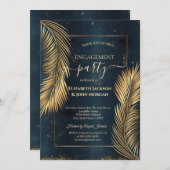 Invitation Gold Palm Feuille Beach Fiançailles (Devant / Derrière)