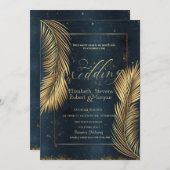 Invitation Gold Palm Feuille Beach Wedding (Devant / Derrière)