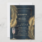 Invitation Gold Palm Feuille Plage Champagne Mariage en verre (Devant)