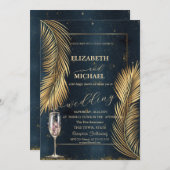 Invitation Gold Palm Feuille Plage Champagne Mariage en verre (Devant / Derrière)