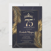 Invitation Gold Palm Marbre Feuille 75e anniversaire (Devant)