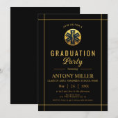 Invitation Gold paramedic EMT Class Of 2025 black graduation (Devant / Derrière)