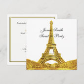 Invitation Gold Paris France Skyline #2 Sweet 16 SQ (Devant / Derrière)