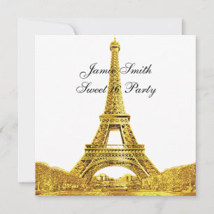 Invitation Gold Paris France Skyline #2 Sweet 16 SQ