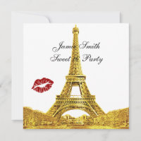 Gold Paris France Skyline Kiss #2 Sweet 16 SQ