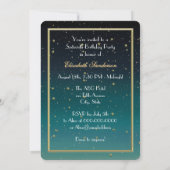 Invitation Gold Paris Skyline #2 Turquoise Starry Sweet 16 V (Dos)