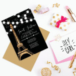 Invitation Gold Paris Tour Eiffel Parties scintillant Lumière<br><div class="desc">Préparez-vous à briller et briller avec notre invitation à fêter un Sweet sixteen chic et féminin ! Ce design tendance et élégant donne le ton parfait pour une fête inoubliable. Avec une parties scintillant brillante en or imitant la tour Eiffel de Paris, ornée de lumières suspendues blanches et de confettis...</div>