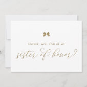 Invitation Gold Parisian Bow Will You Be My Sister Of Honor (Devant)