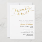Invitation Gold Parties scintillant 21e fête d'anniversaire (Devant)