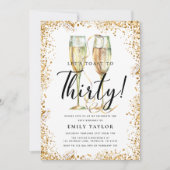 Invitation Gold Parties scintillant 30e fête d'anniversaire (Devant)