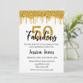 Invitation Gold Parties scintillant 50 et Fabulous Fifty fête (Debout devant)