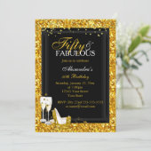 Invitation Gold Parties scintillant 50 Fabuleuse fête champag (Debout devant)
