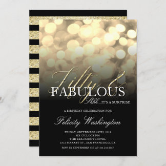 Invitation Gold Parties scintillant 50 & Fabuleuse Surprise A