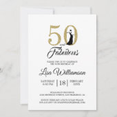 Invitation Gold Parties scintillant 50 Fabuleux | Fête du 50e (Devant)
