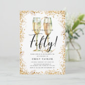 Invitation Gold Parties scintillant 50e fête d'anniversaire (Debout devant)