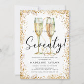Invitation Gold Parties scintillant 70e fête d'anniversaire (Devant)