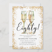 Invitation Gold Parties scintillant 80e fête d'anniversaire (Devant)