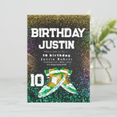 Invitation Gold parties scintillant Basket Ball fête d'annive (Debout devant)