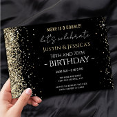 Invitation Gold Parties scintillant Black Double Anniversaire