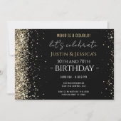 Invitation Gold Parties scintillant Black Double Anniversaire (Devant)