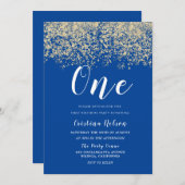 Invitation Gold Parties scintillant Blue Boys 1ère fête d'ann (Devant / Derrière)