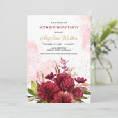 Invitation Gold Parties scintillant Bourgogne Dahlia Rose Flo (Debout devant)