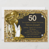 Invitation Gold Parties scintillant Chaussures Fabuleux 50 An (Devant)