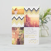 Invitation Gold Parties scintillant Chic Chevron Stripes Grad (Debout devant)