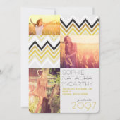 Invitation Gold Parties scintillant Chic Chevron Stripes Grad (Devant)