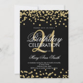 Invitation Gold Parties scintillant Confetti Black 21st Birth (Devant)