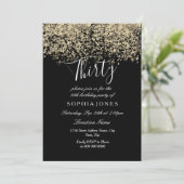 Invitation Gold Parties scintillant Confetti Black 30e annive (Debout devant)