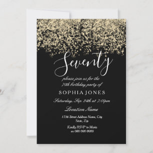 Invitation Gold Parties scintillant Confetti Black 70e annive