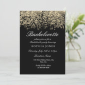 Invitation Gold Parties scintillant Confetti Black Bacheloret (Debout devant)