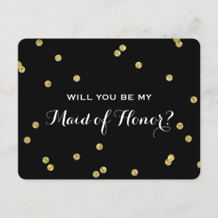 Invitation Gold Parties scintillant Confetti Black Maid Of H
