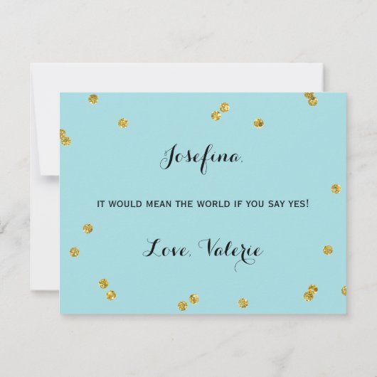 Invitation Gold Parties scintillant Confetti Blue| Porte-paro (Dos)
