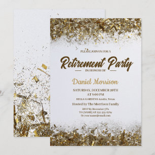 Invitation Gold Parties scintillant Confetti Retraite Party 2